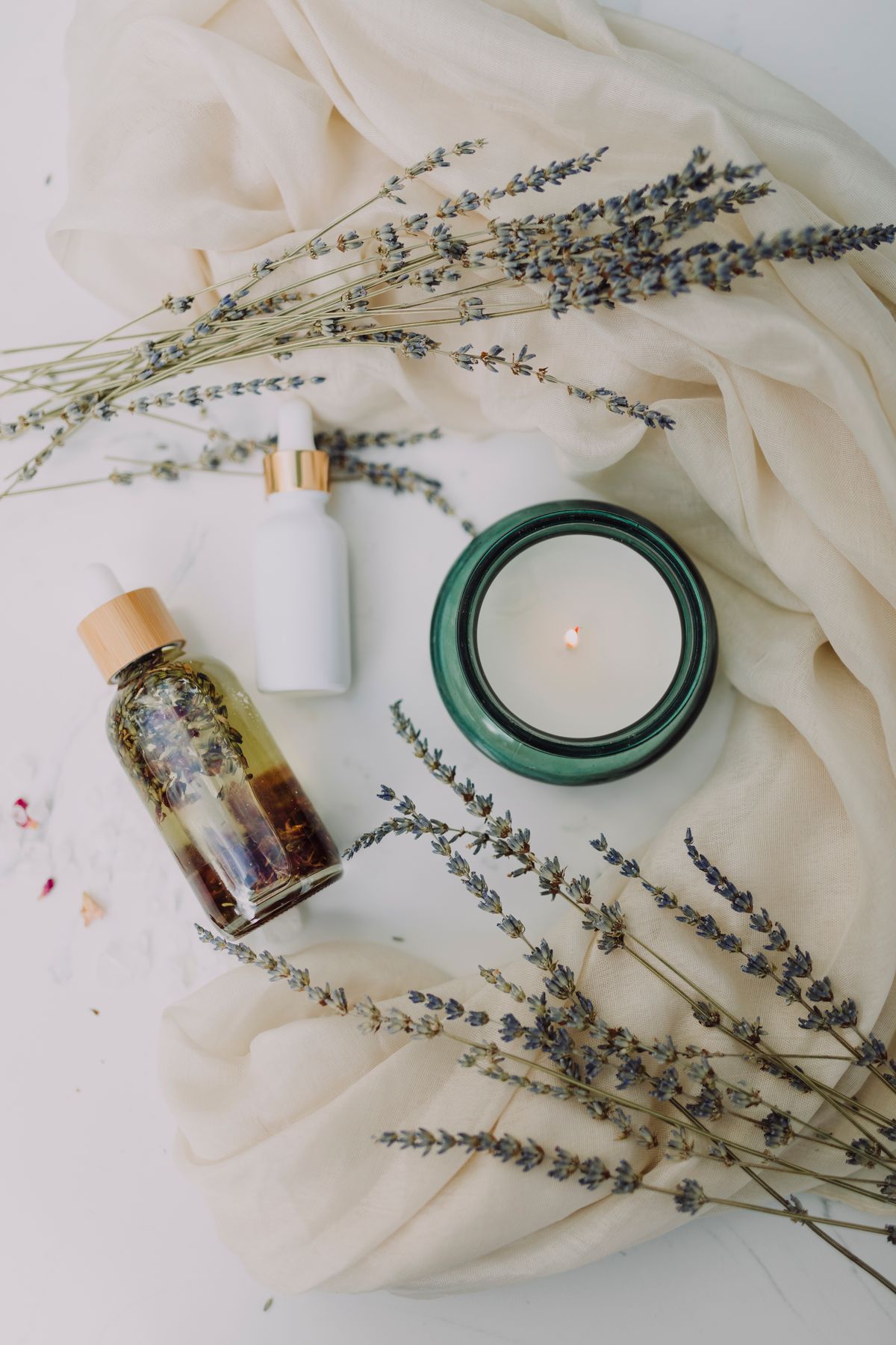 Relaxing salon ambiance with candles